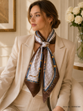Square Equestrian Horsebit Motif Scarf with Monogram Panels