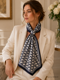 Square All-Over Lettering Print Scarf with Dual Frame Border