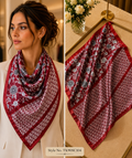 Square Asymmetric Floral Tapestry Scarf with Monogram Panels
