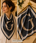 Square Oversized Initial Letter Scarf with Repeating Lattice Background