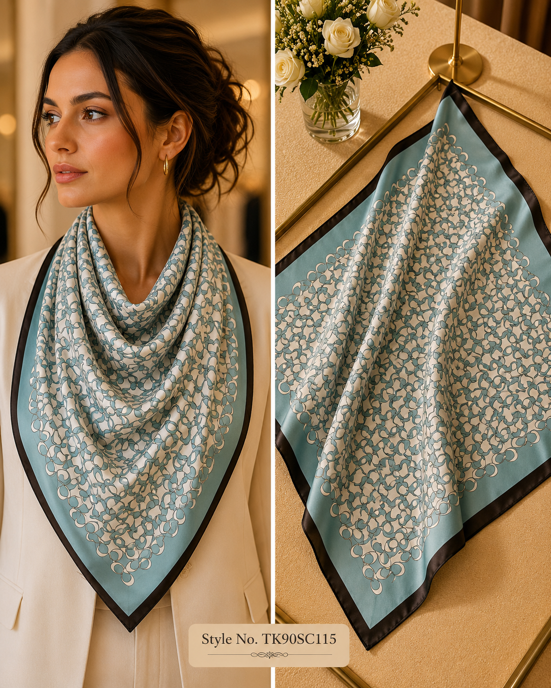 Square Lattice Starburst Scarf with Solid Border Frame