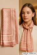 Square Geometric Opt Art Scarf with Medallion Pillar Border