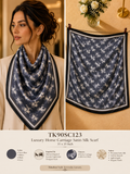 Square Equestrian Carriage Repeat Scarf with Striped Frame Border