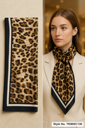 Square Leopard Print Scarf with Bold Striped Border Frame