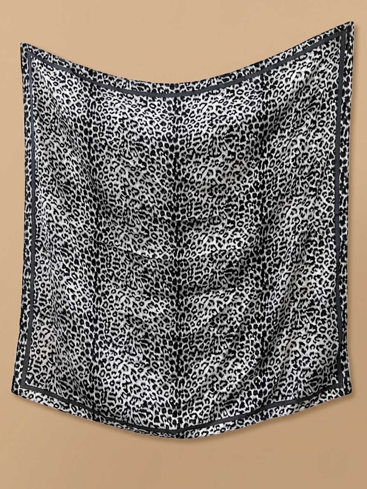 Square Monochromatic Animal Spot Scarf with Dark Perimeter Frame
