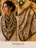 Square Multi-Panel Animal Motif Patchwork Scarf with Dark Frame