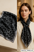 Black and Grey Scarf with Abstract Animal-Spot Print – TK90SC142