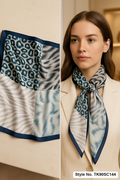 Blue, Ivory and Black Scarf with Mixed Animal Prints – TK90SC144