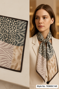 Beige Patchwork Scarf with Leopard and Zebra Prints – TK90SC145