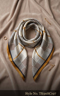 Beige Scarf with Blue and Brown Windowpane Plaid – TK90SC197