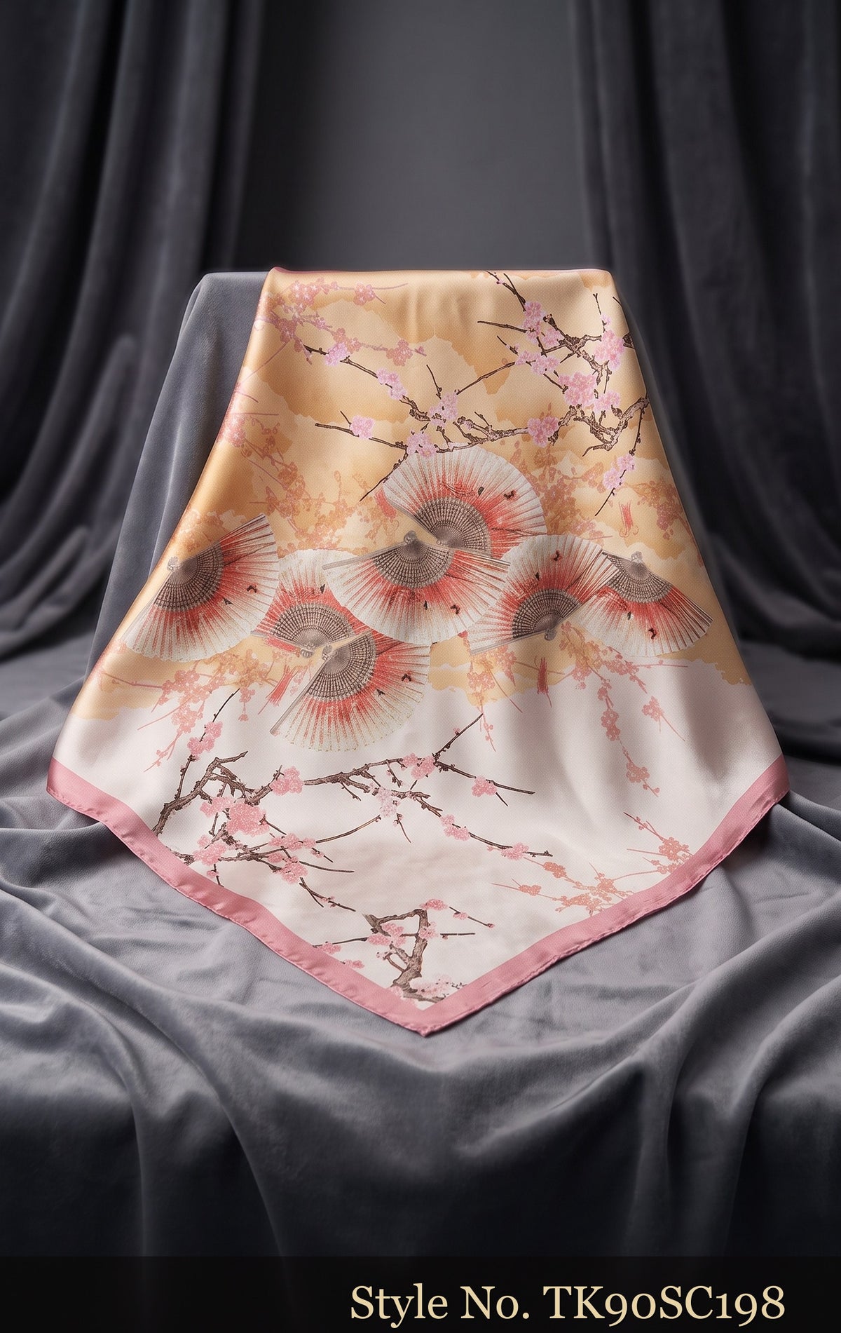 Beige Scarf with Soft Floral and Leaf Print – TK90SC198