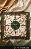 Ornate Chain and Medallion Scarf in Ivory & Green – TK90SC207