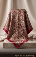 Taupe Scarf with Ivory Paisley and Floral Motifs – TK90SC223