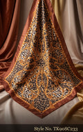 Brown Scarf with Intricate Ivory Geometric Lattice – TK90SC233