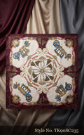 Burgundy Four-Panel Scarf with Ivory Floral Motifs – TK90SC235