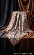 Ivory and Tan Scarf with Repeating Linked Medallions – TK90SC239