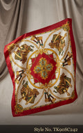 Ivory Scarf with Red and Green Chain Medallions – TK90SC242