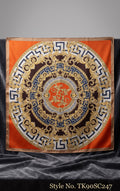 Blue and Orange Scarf with Circular Medallion Border – TK90SC247