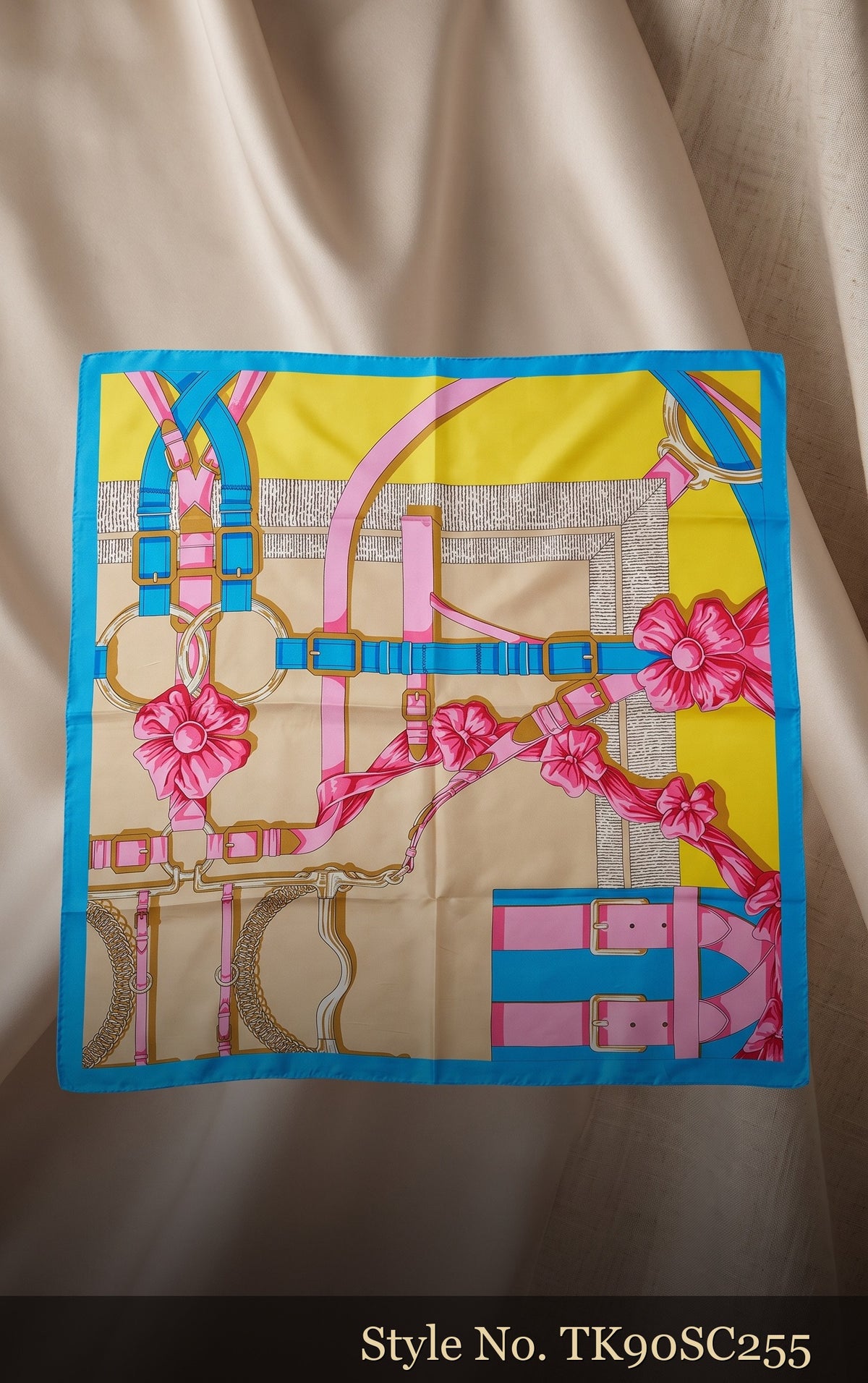 Bright Multicolor Scarf with Floral and Geometric Blocks – TK90SC255