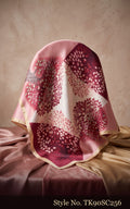 Burgundy and Blush Scarf with Four-Panel Floral Motifs – TK90SC256