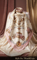Blush Scarf with Ivory Floral and Chain Motifs – TK90SC259