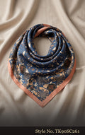 Navy Scarf with Small Ivory Floral Motifs – TK90SC261