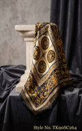 Black and Gold Scarf with Ornate Framed Medallion – TK90SC264