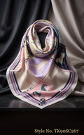 Pastel Plaid Scarf with Equestrian Illustrations – TK90SC267