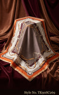 Grey Scarf with Gold Chain Details and Orange Ornamental Frame – TK90SC269