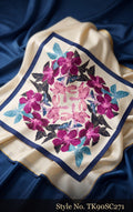 White Scarf with Large Purple and Pink Floral Print – TK90SC271