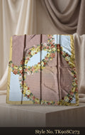 Beige Patchwork Scarf with Pastel Floral Panels – TK90SC273