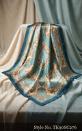 Sky Blue Scarf with Ivory Baroque Chain Print – TK90SC276