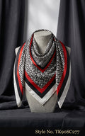 Black and White Micro-Print Scarf with Red Frame – TK90SC277