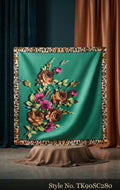 Teal Scarf with Multicolor Floral Bouquet – TK90SC280