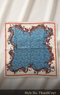 Blue Scarf with Ornate Ivory and Burgundy Frame – TK90SC297