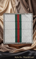 Ivory Check Scarf with Green and Red Center Stripe – TK90SC298