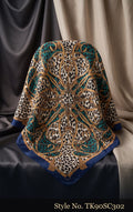 Navy Scarf with Gold and Teal Paisley Pattern – TK90SC302