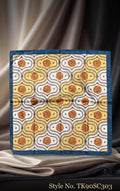Ivory Scarf with Orange and Navy Rounded Geometric Print – TK90SC303