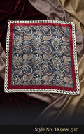 Navy Scarf with Gold Paisley Medallions and Ivory Border – TK90SC310