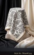 Charcoal Scarf with Dense Grey Ornamental Print – TK90SC313