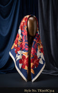 Navy Scarf with Large Red and Orange Floral Print – TK90SC314