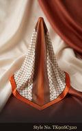 Ivory Micro-Grid Scarf with Bold Orange Border – TK90SC320