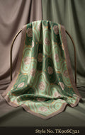 Sage Green Scarf with Ivory Damask Medallions – TK90SC321