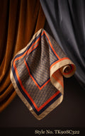 Grey and Orange Scarf with Concentric Square Borders – TK90SC322