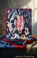 Navy Scarf with Colorful Floral Bouquets – TK90SC341