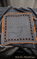 Charcoal Dotted Scarf with Orange Geometric Frame – TK90SC344
