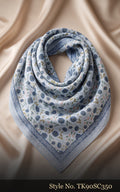 Ivory Scarf with Tiny Blue and Yellow Floral Motifs – TK90SC350
