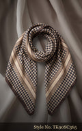 Beige and Grey Scarf with Framed Check Pattern – TK90SC365
