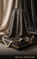 Grey Paisley Scarf with Ivory and Yellow Border – TK90SC368