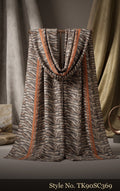 Taupe Scarf with Wavy Linear Print and Orange Edges – TK90SC369